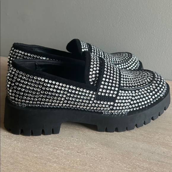 Steve Madden Y2K style retro Black silver sequin loafer women’s size 6​ - Picture 7 of 9